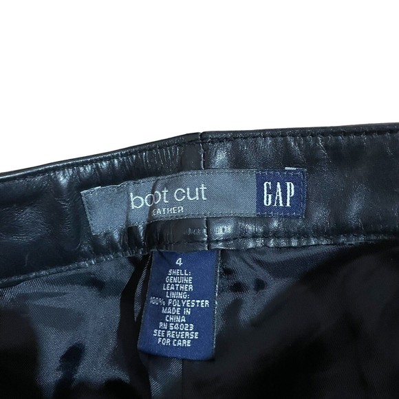 Vintage The Gap Genuine Leather Riding Pants Y2K Bootcut Black Womens Sz 4 - Picture 6 of 7
